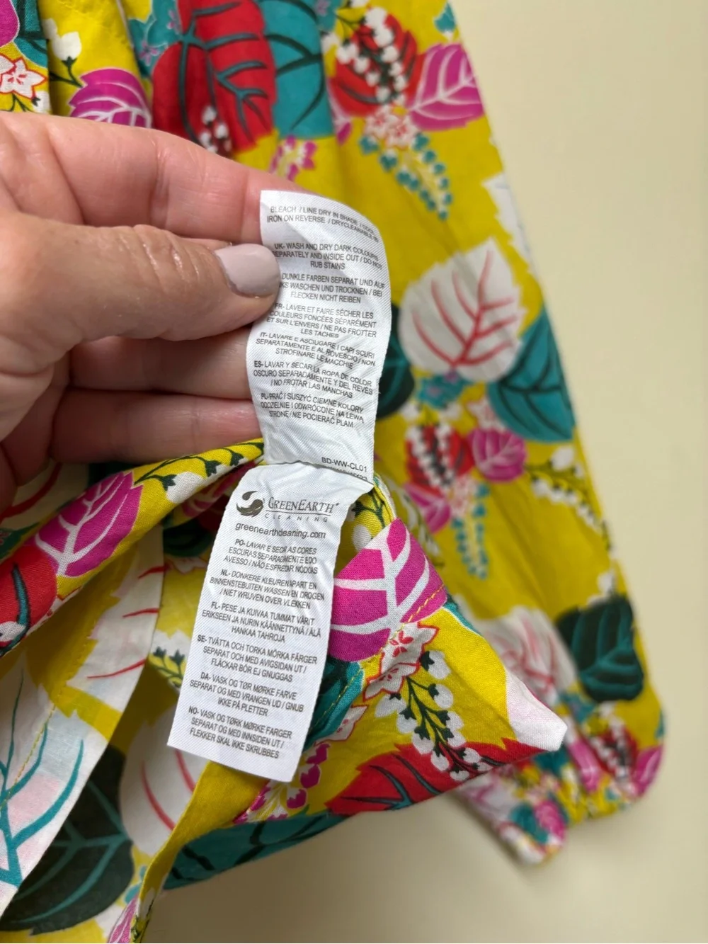 BODEN Heather Yellow Floral Leaf Ruffle V Neck Puff Sleeve Cotton Top - Size 6